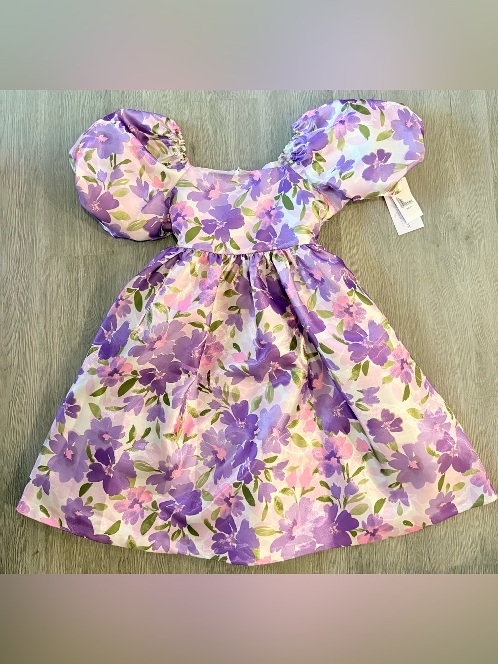Girl's Bonnie Jean Girls Purple Pink Floral Satin Dress SZ 16 Wedding NWT FORMAL